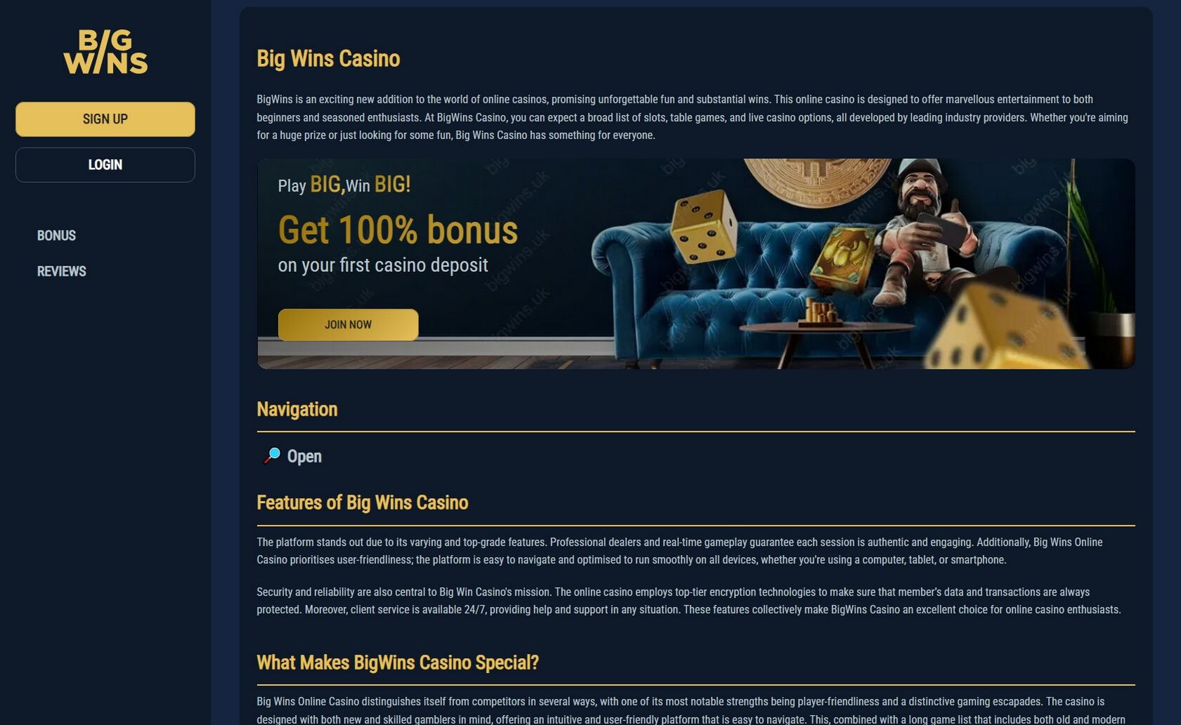 Bigwins.bet Online Casino Bonus Offer Codes